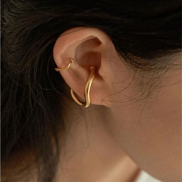 Gold cuff earrings N450 - Picture 1 of 4